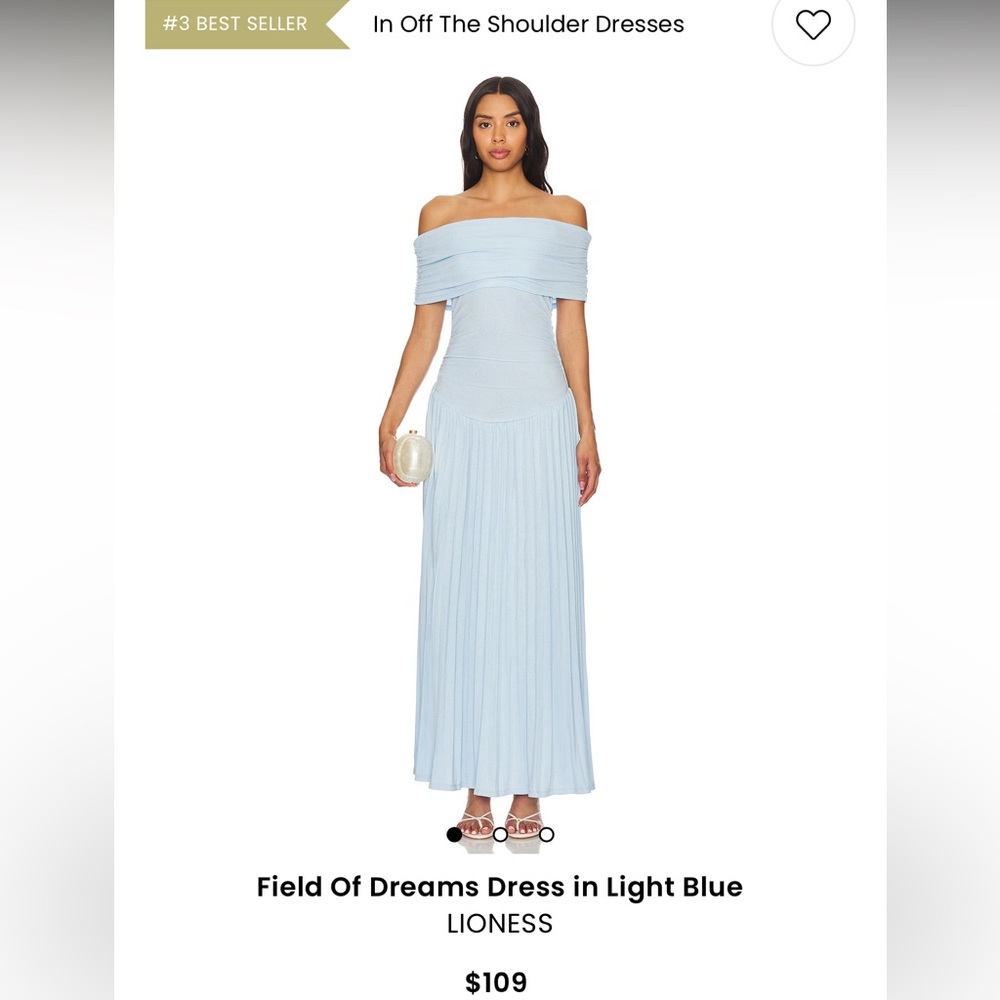 Revolve off shoulder field of dreams dress. Lioness in light blue. Size small